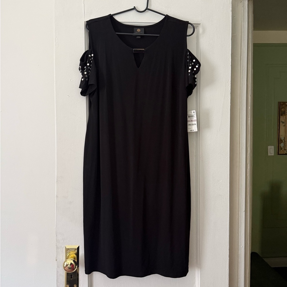 Black Cold-Shoulder Stud Detail Dress